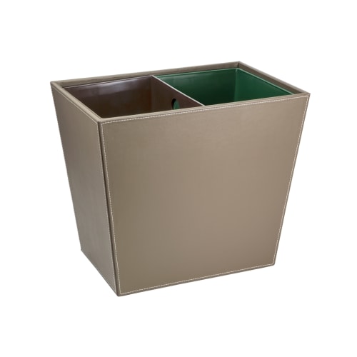 Dual Chamber 22.5 Quart Wastebasket/Recycle Bin, Taupe Brown